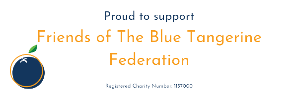 Logo in support of partnering with The Blue Tangerine Federation charity.