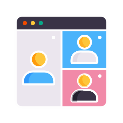 animated icon of a video conference with various people