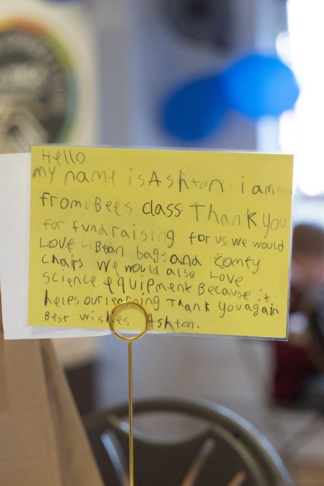 Handwritten letter by a pupil at The Blue Tangerine Federation School asking for some classroom equipment in their special needs school